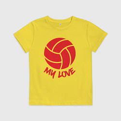Футболка хлопковая детская Volleyball my love, цвет: желтый