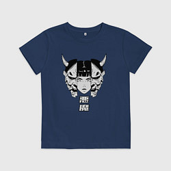 Футболка хлопковая детская Маска демона Они, цвет: тёмно-синий