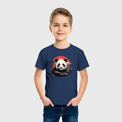 Футболка хлопковая детская Панда с красным солнцем, цвет: тёмно-синий — фото 2