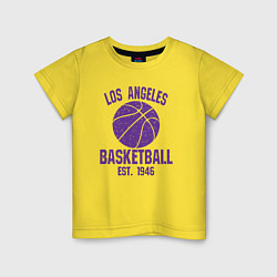 Футболка хлопковая детская Basketball Los Angeles, цвет: желтый