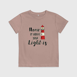 Футболка хлопковая детская Маяк ретро, цвет: пыльно-розовый