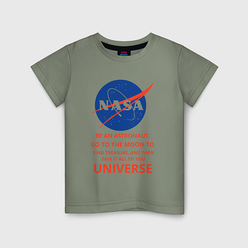 Детская футболка Nasa полёт на луну / Авокадо – фото 1
