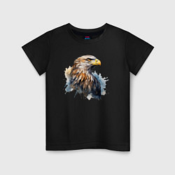 Футболка хлопковая детская Акварельный орел в брызгах краски, цвет: черный