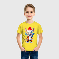 Футболка хлопковая детская Дракончик в новогоднем колпаке, цвет: желтый — фото 2