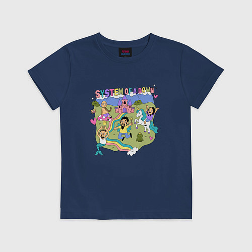 Детская футболка System of a Down мультяшный стиль / Тёмно-синий – фото 1
