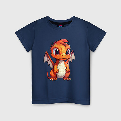 Детская футболка Милый маленький новогодний дракон 2024 / Тёмно-синий – фото 1