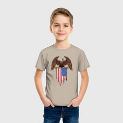Футболка хлопковая детская США орёл, цвет: миндальный — фото 2