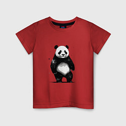 Футболка хлопковая детская Панда стоит, цвет: красный