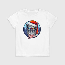Футболка хлопковая детская Merry christmas cat, цвет: белый