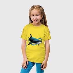 Футболка хлопковая детская Акула портрет, цвет: желтый — фото 2