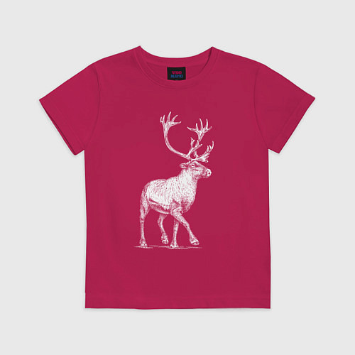 Детская футболка Северный олень белый спереди / Маджента – фото 1