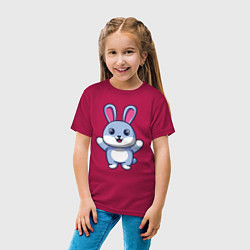 Футболка хлопковая детская Hello bunny, цвет: маджента — фото 2