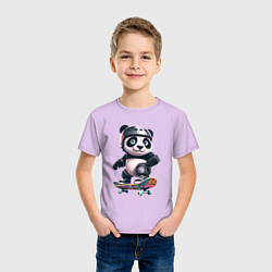 Футболка хлопковая детская Cool panda on a skateboard - extreme, цвет: лаванда — фото 2