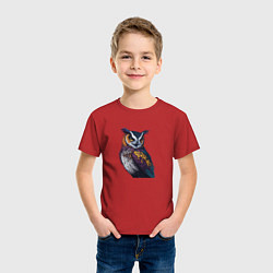 Футболка хлопковая детская Красочная сова, цвет: красный — фото 2