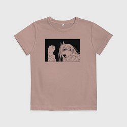 Футболка хлопковая детская Пауэр аниме человек бензопила, цвет: пыльно-розовый