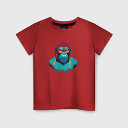Футболка хлопковая детская Крутая горилла в очках, цвет: красный