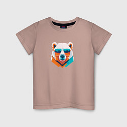 Футболка хлопковая детская Стильный полярный медведь, цвет: пыльно-розовый