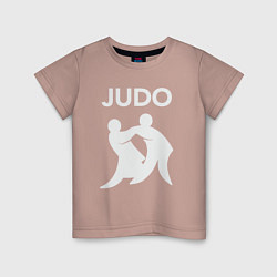 Футболка хлопковая детская Warriors judo, цвет: пыльно-розовый