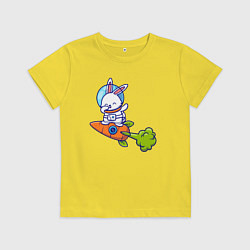 Футболка хлопковая детская Космический зайчишка, цвет: желтый
