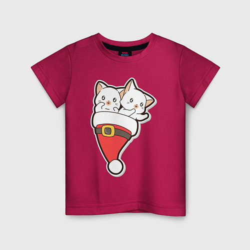 Детская футболка Вдвоем веселее с котиками / Маджента – фото 1