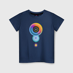 Футболка хлопковая детская Цветные круги абстракция, цвет: тёмно-синий