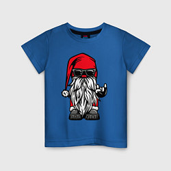 Футболка хлопковая детская Санта Клаус - гном, цвет: синий