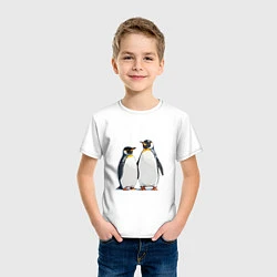 Футболка хлопковая детская Друзья-пингвины, цвет: белый — фото 2