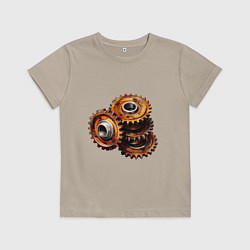 Футболка хлопковая детская Ржавые шестеренки, цвет: миндальный