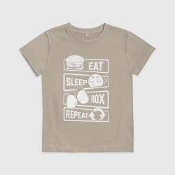 Футболка хлопковая детская Еда сон бокс, цвет: миндальный