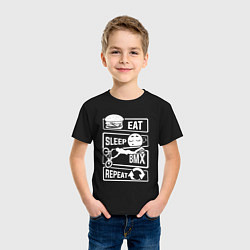 Футболка хлопковая детская Еда сон bmx, цвет: черный — фото 2