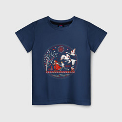 Футболка хлопковая детская Сказка Гуси - лебеди, цвет: тёмно-синий
