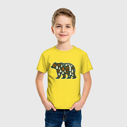 Футболка хлопковая детская Медведь и тайга, цвет: желтый — фото 2