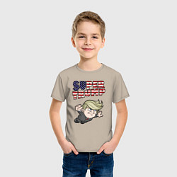 Футболка хлопковая детская Супер Трамп, цвет: миндальный — фото 2