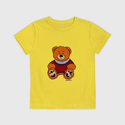 Футболка хлопковая детская Мишка Вова адидас в тельняшке, цвет: желтый