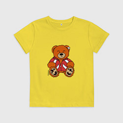 Футболка хлопковая детская Медведь Марат в спортивном костюме, цвет: желтый
