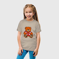 Футболка хлопковая детская Медведь Марат в спортивном костюме, цвет: миндальный — фото 2