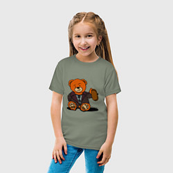 Футболка хлопковая детская Медведь Кащей с шапкой-ушанкой, цвет: авокадо — фото 2