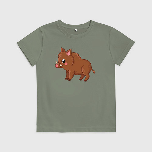 Детская футболка Милый кабанчик / Авокадо – фото 1