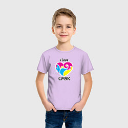 Футболка хлопковая детская I love cmyk, цвет: лаванда — фото 2