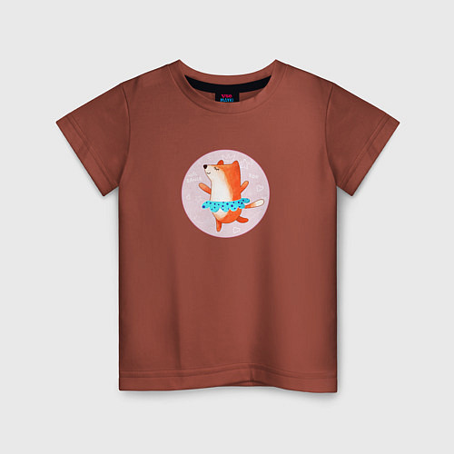 Детская футболка Танцующая лиса / Кирпичный – фото 1