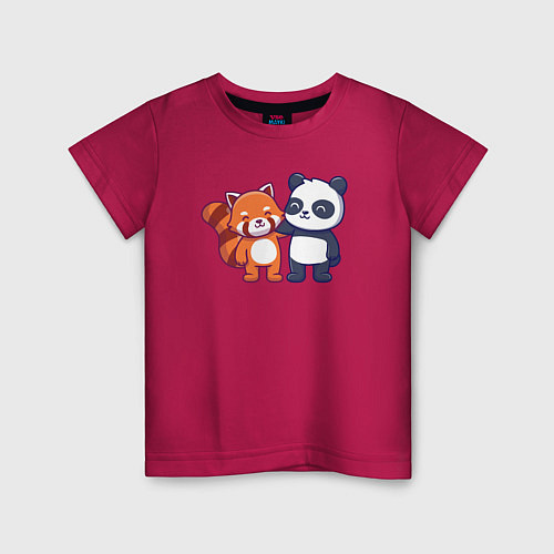Детская футболка Милые панды / Маджента – фото 1