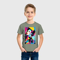 Футболка хлопковая детская Angelina Jolie - pop art, цвет: авокадо — фото 2