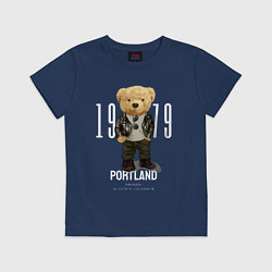 Футболка хлопковая детская Плюшевый медведь portland, цвет: тёмно-синий