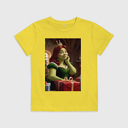 Футболка хлопковая детская Шрек: Фиона с подарками, цвет: желтый