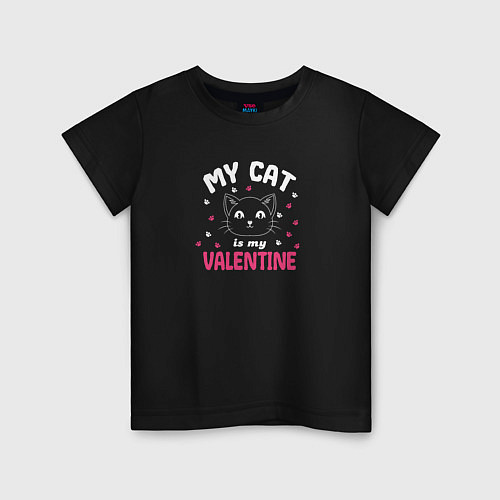 Детская футболка My cat is my Valentine 2024 / Черный – фото 1