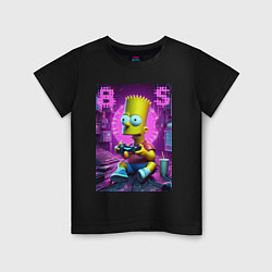Футболка хлопковая детская Bart Simpson - cool gamer, цвет: черный