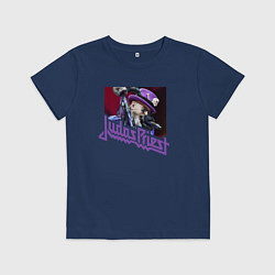 Футболка хлопковая детская Rob Halford - Judas Priest, цвет: тёмно-синий