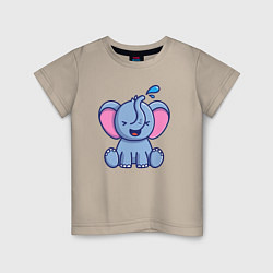 Футболка хлопковая детская Радостный слонёнок, цвет: миндальный