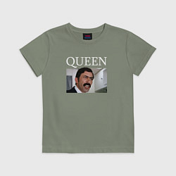 Футболка хлопковая детская Queen - Mimino мем, цвет: авокадо