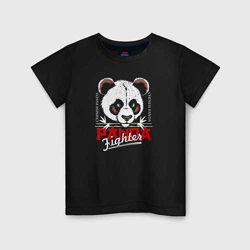 Детская футболка Панда боец / Черный – фото 1
